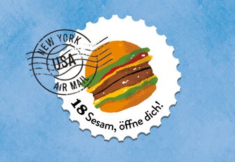 SONNENTOR Gewürzadventkalender - Türchen 18: Die Illustration zeigt einen Burger! | © SONNENTOR